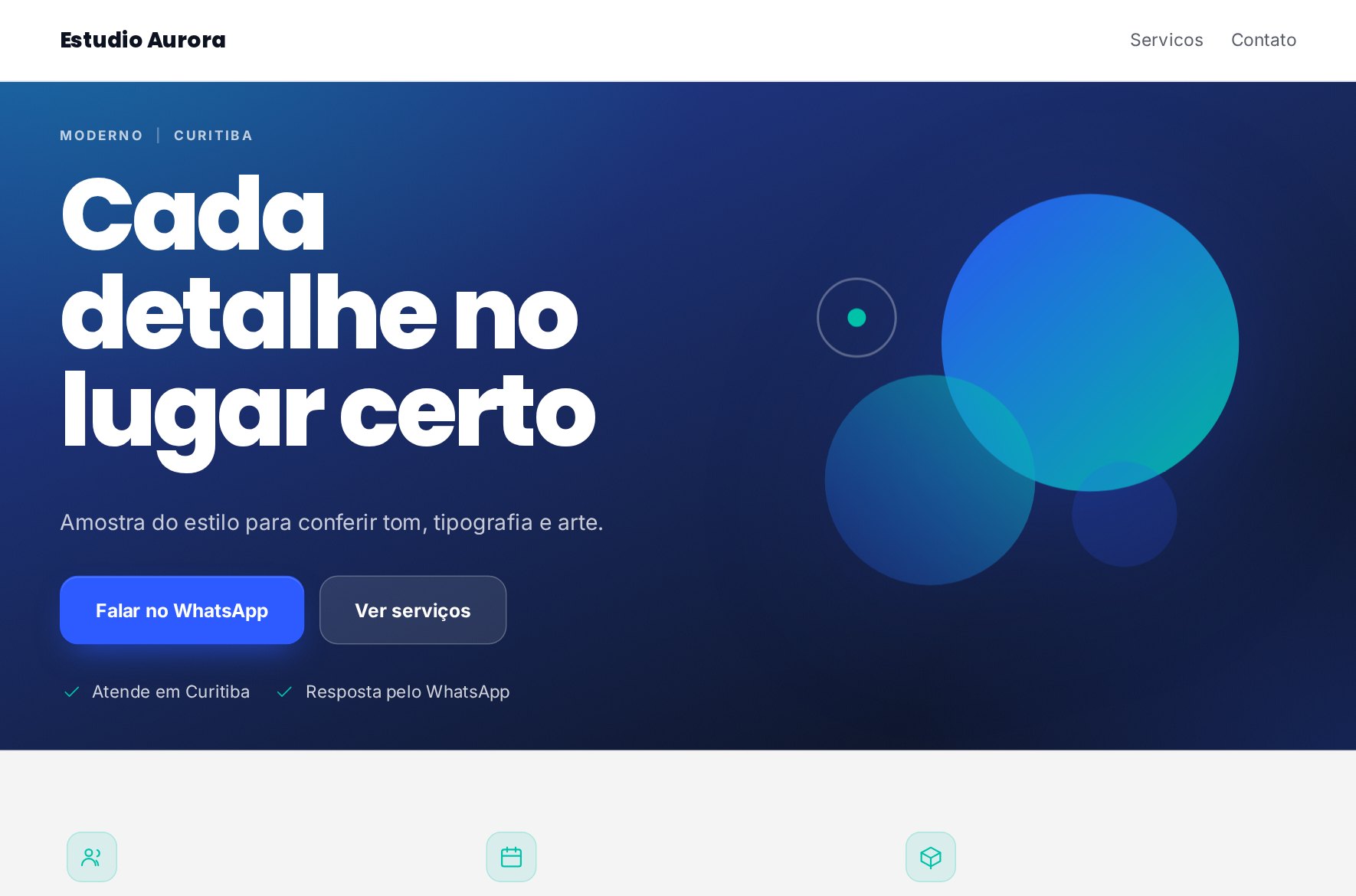 Exemplo de site criado na plataforma, estilo moderno