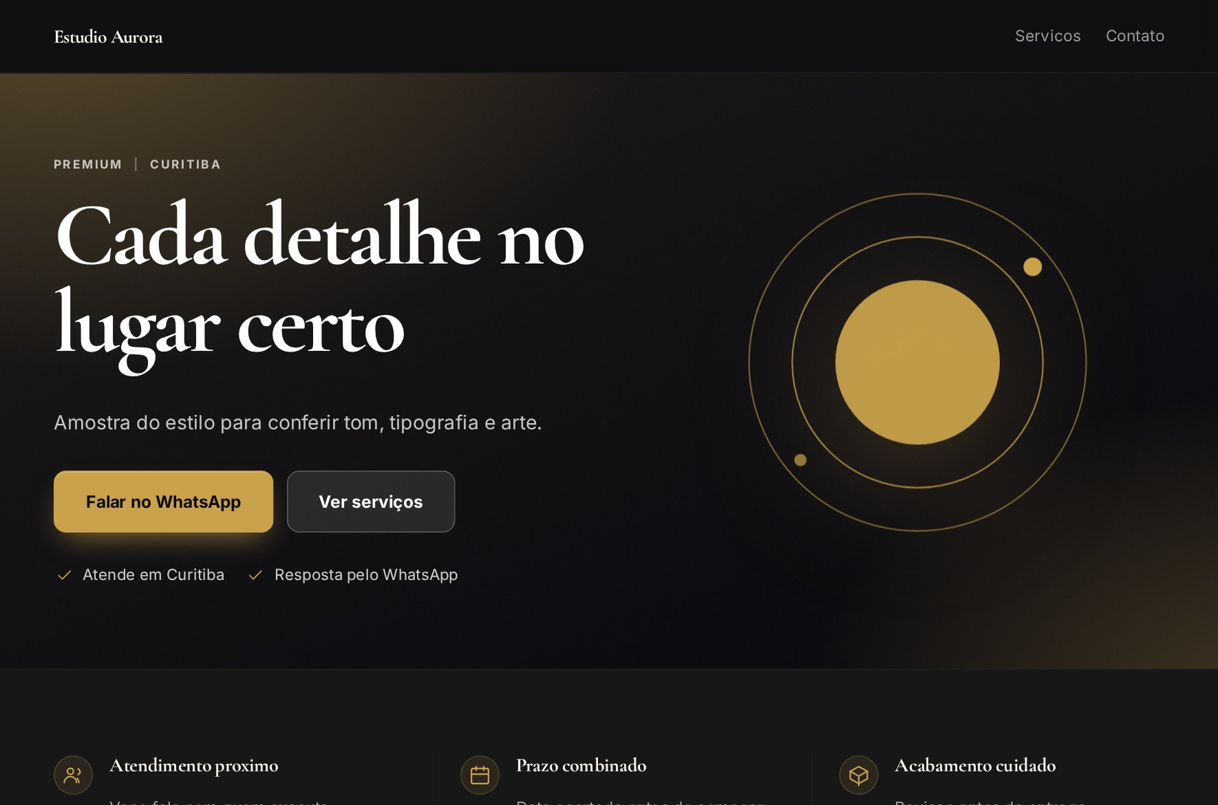 Exemplo de site criado na plataforma, estilo premium